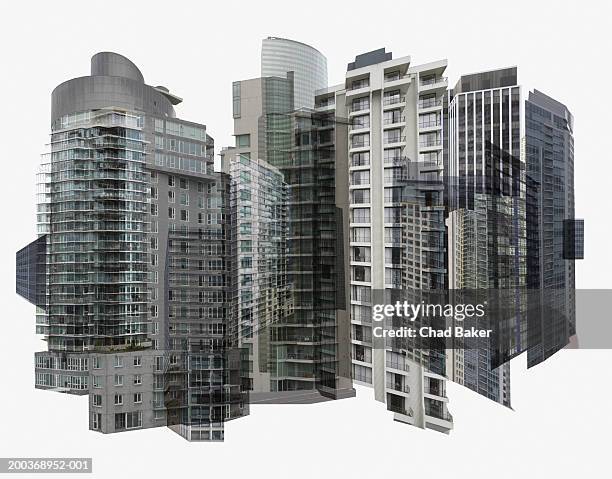 skyscraper montage (digital composite) - collage stock pictures, royalty-free photos & images