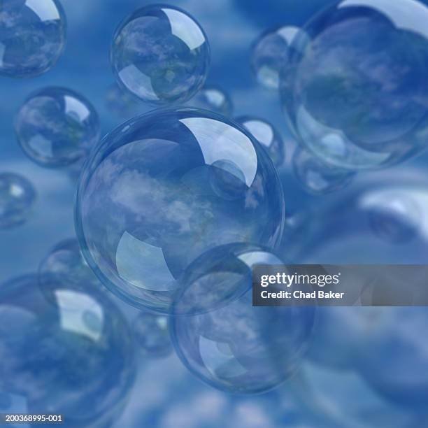 bubbles against blue sky (digital) - plain studio background stock illustrations
