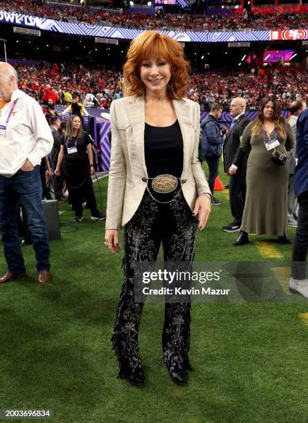 Reba McEntire attends the Super Bowl LVIII Pregame at Allegiant Stadium on February 11, 2024 in Las Vegas, Nevada.