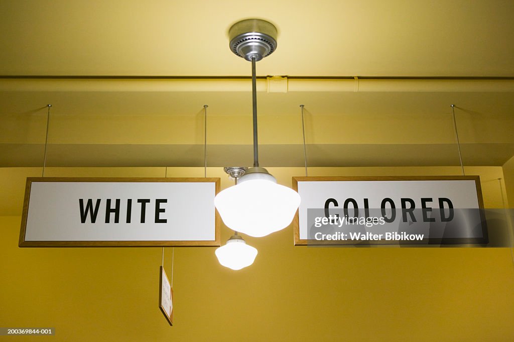 USA, Kansas, Topeka, White and Colored segregation signs