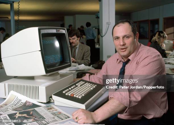 Businessman and newspaper publisher Eddy Shah at the editorial offices of the Today newspaper in London, circa February 1986.