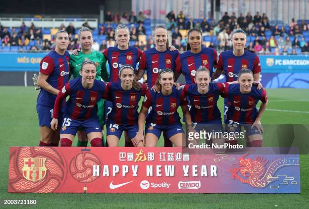 The FC Barcelona team is playing against Levante UD in week 14 of the Liga F at the Johan Cruyff Stadium in Barcelona, Spain, on February 14, 2024.