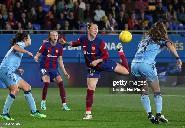 Lucy Bronze is playing in the match between FC Barcelona and Levante UD for week 14 of the Liga F at the Johan Cruyff Stadium in Barcelona, Spain, on...