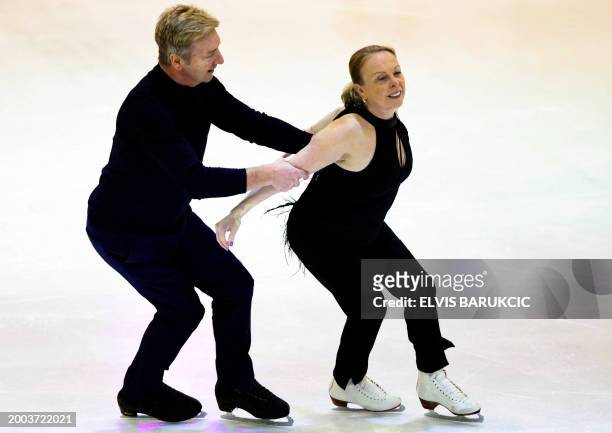 Britain's figure skaters, skate in Sarajevo, on February 14, 2024. And Christopher Dean skate in Sarajevo, on February 14, 2024. Torvill and Dean...