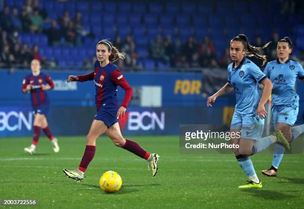 Aitana Bonmati is playing in the match between FC Barcelona and Levante UD for week 14 of the Liga F at the Johan Cruyff Stadium in Barcelona, Spain,...