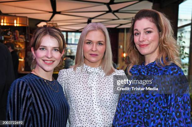 Leonie Brill, Judith Hoersch and Julia Stinshoff during the Blaue Blume Award Ceremony on the occasion of the 74th Berlinale International Film...