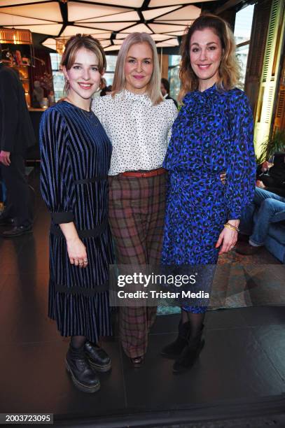 Leonie Brill, Judith Hoersch and Julia Stinshoff during the Blaue Blume Award Ceremony on the occasion of the 74th Berlinale International Film...