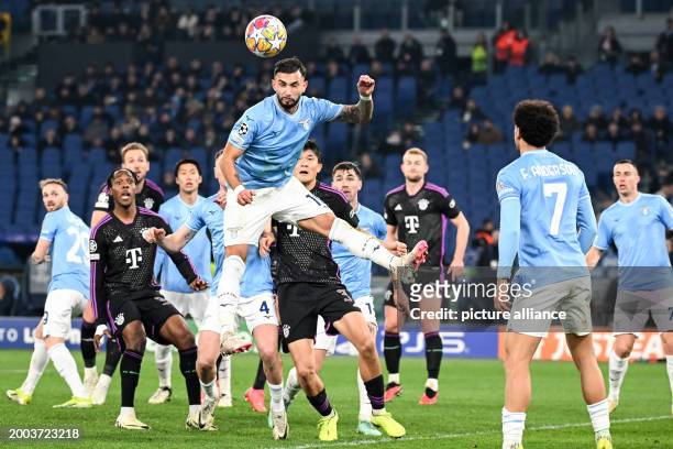 February 2024, Italy, Rom: Soccer: Champions League, Lazio Rome - Bayern Munich, knockout round, round of 16, first leg, Stadio Olimpico di Roma....