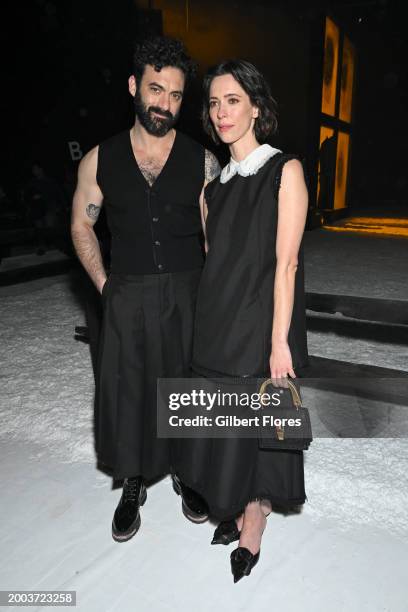 Morgan Spector and Rebecca Hall at Thom Browne RTW Fall 2024 as part of New York Ready to Wear Fashion Week held at The Shed on February 14, 2024 in...