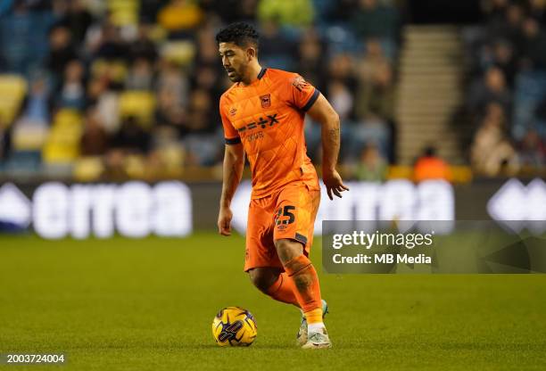 Massimo Luongo of Ipswich Town during the Sky Bet Championship match between Millwall and Ipswich Town at The Den on February 14, 2024 in London,...