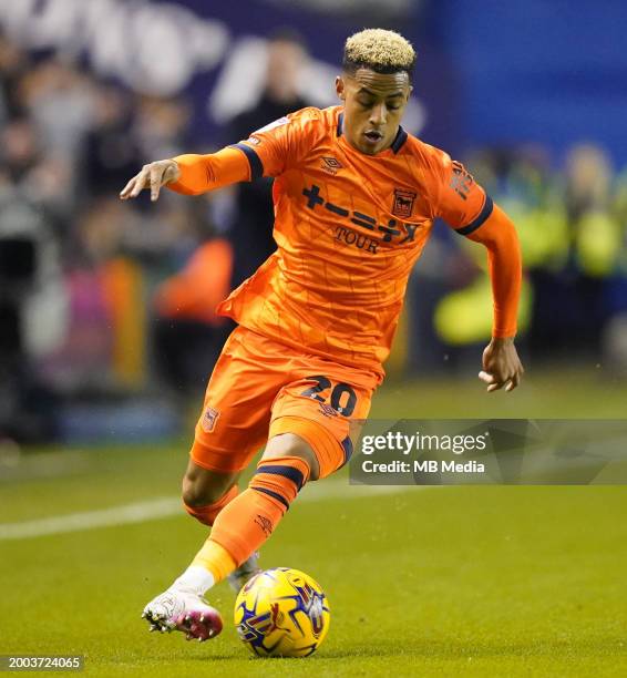 Omari Hutchinson of Ipswich Town during the Sky Bet Championship match between Millwall and Ipswich Town at The Den on February 14, 2024 in London,...