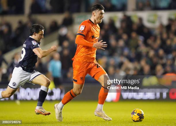 Kieffer Moore of Ipswich Town during the Sky Bet Championship match between Millwall and Ipswich Town at The Den on February 14, 2024 in London,...