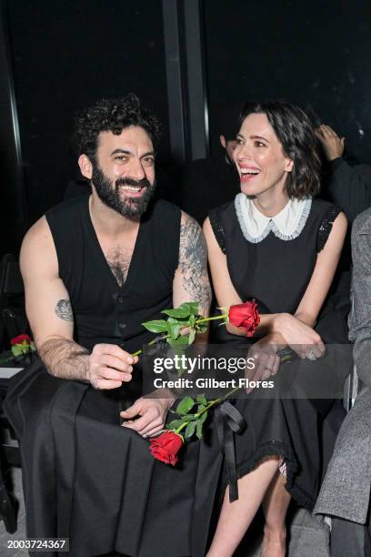 Morgan Spector and Rebecca Hall at Thom Browne RTW Fall 2024 as part of New York Ready to Wear Fashion Week held at The Shed on February 14, 2024 in...