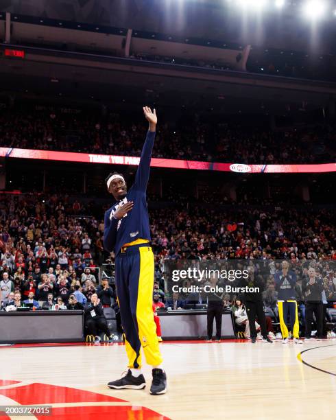 Pascal Siakam of the Indiana Pacers is honoured upon his first game back in Toronto after being traded earlier in the season, ahead of their NBA game...