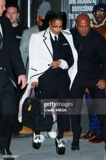 Janet Jackson is seen arriving at the Thom Browne Fashion Show on February 14, 2024 in New York, New York.