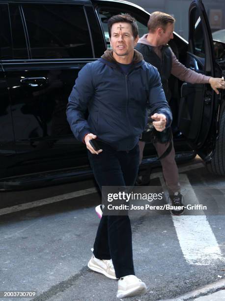 Mark Wahlberg is seen at "Good Morning America" on February 14, 2024 in New York City.