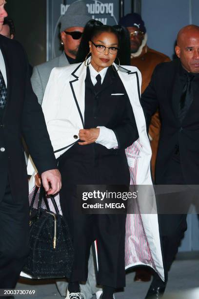 Janet Jackson is seen arriving at the Thom Browne Fashion Show on February 14, 2024 in New York, New York.