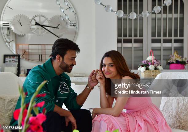 Bollywood actor Ankita Lokhande Jain with her husband, businessman Vicky Jain during an exclusive interview with HT City for the Valentine's Day...