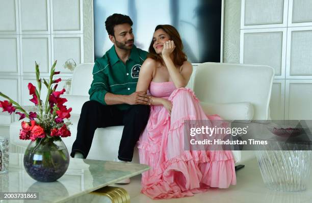 Bollywood actor Ankita Lokhande Jain with her husband, businessman Vicky Jain during an exclusive interview with HT City for the Valentine's Day...