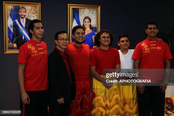 Guests pose during a Chinese New Year celebration at El Salvador National Library on February 14, 2024 in San Salvador, El Salvador.