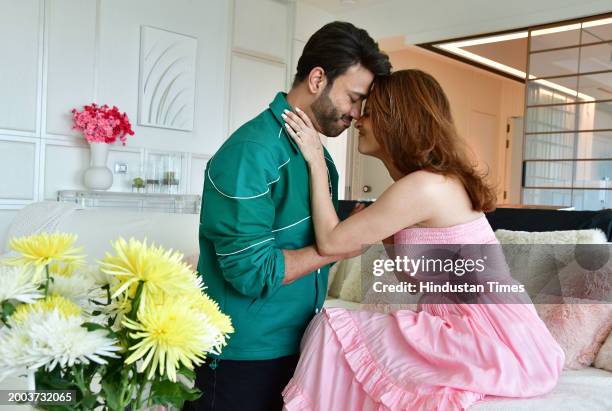 Bollywood actor Ankita Lokhande Jain with her husband, businessman Vicky Jain during an exclusive interview with HT City for the Valentine's Day...