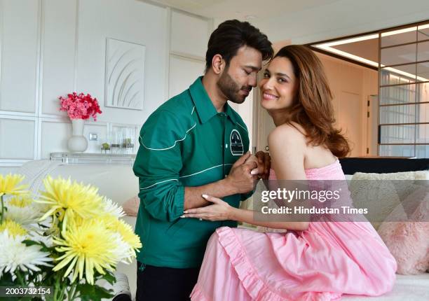 Bollywood actor Ankita Lokhande Jain with her husband, businessman Vicky Jain during an exclusive interview with HT City for the Valentine's Day...