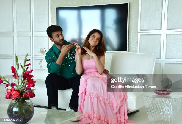 Bollywood actor Ankita Lokhande Jain with her husband, businessman Vicky Jain during an exclusive interview with HT City for the Valentine's Day...