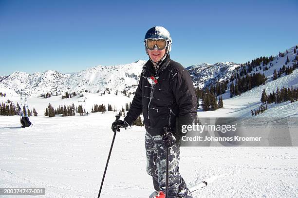 male skier on slope, portrait - alta utah stock pictures, royalty-free photos & images