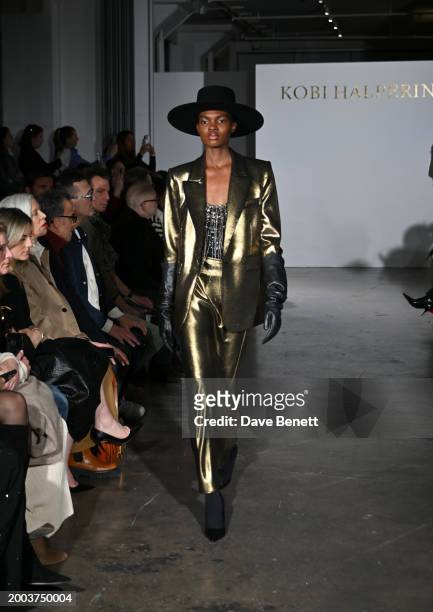 Model at the Kobi Halperin show during February 2024 New York Fashion Week at Splashlight Studios on February 11, 2024 in New York City.