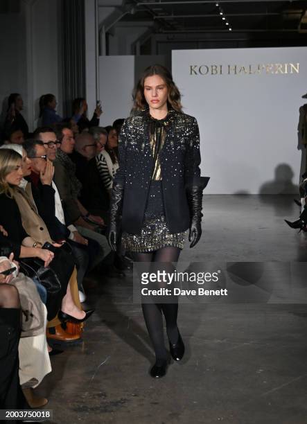 Model at the Kobi Halperin show during February 2024 New York Fashion Week at Splashlight Studios on February 11, 2024 in New York City.