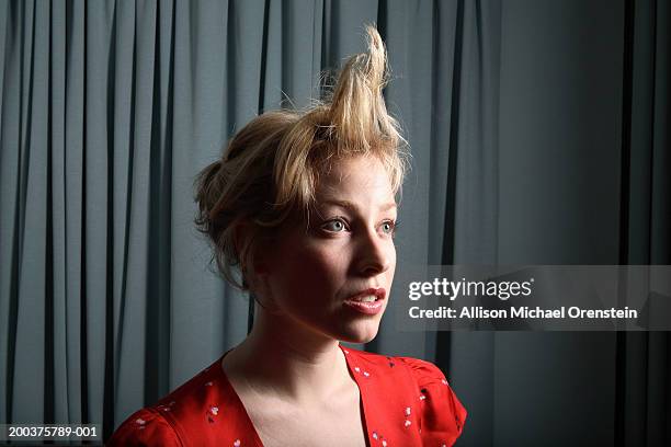 woman with spiked hair, close-up - pompadour stock pictures, royalty-free photos & images
