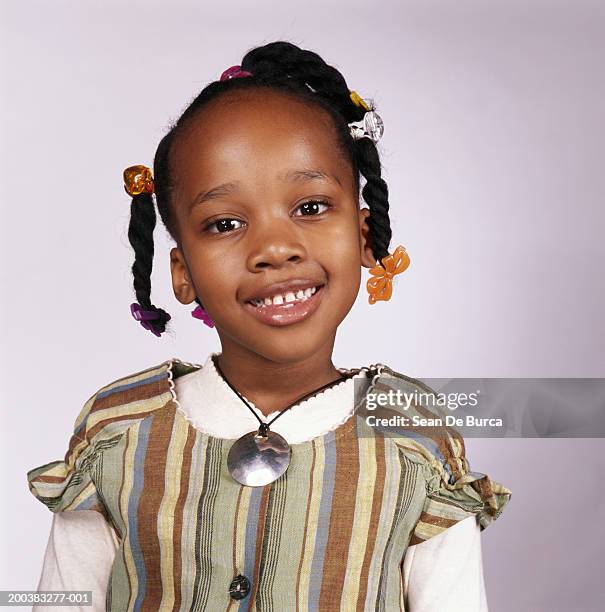 girl (4-6), portrait - braided hairstyles for african american girls stock pictures, royalty-free photos & images