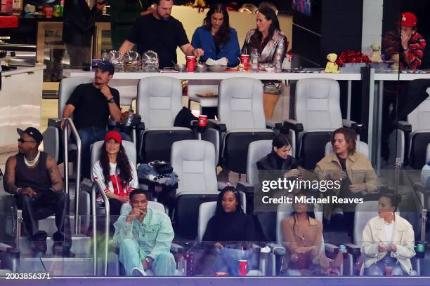 Player Russell Westbrook of the Los Angeles Clippers looks on in the first half during Super Bowl LVIII between the San Francisco 49ers and Kansas...