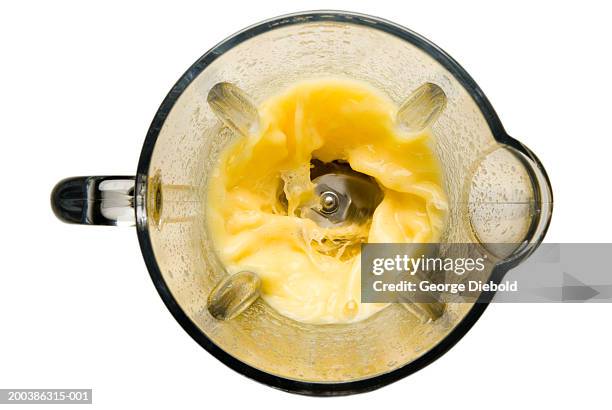 smoothie in blender, overhead view - blender stock pictures, royalty-free photos & images