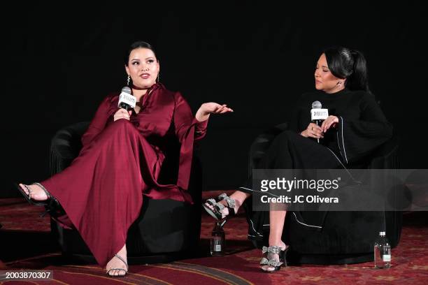 JaNae Collins and Jillian Dion seen onstage during Variety Artisans Screening Series presentation of "Killers Of The Flower Moon" at TCL Chinese...