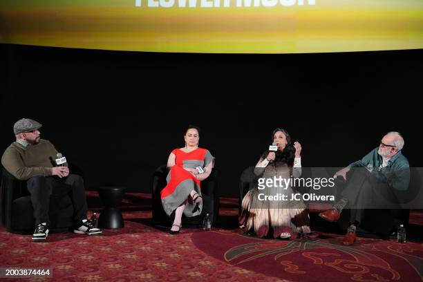 Variety's Senior Awards Editor, Clayton Davis, actors Lily Gladstone, Tantoo Cardinal, and John Lithgow seen onstage during Variety Artisans...
