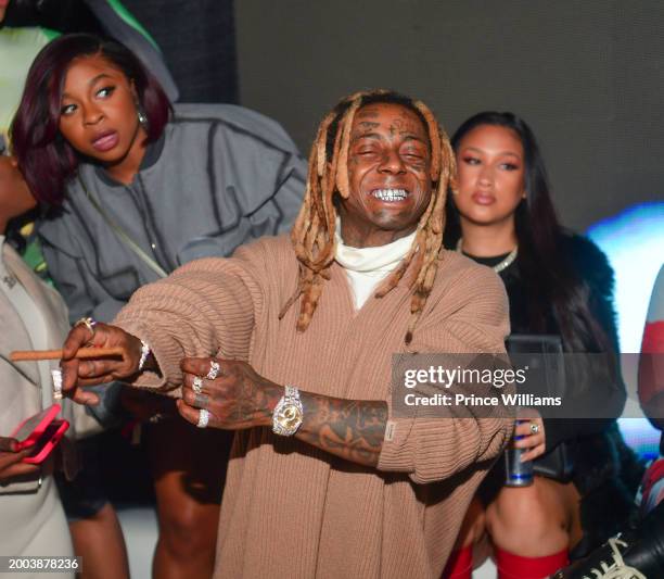 Reginae Carter and Lil Wayne attend Big Game Weekend Saturday at Sahara Las Vegas on February 10, 2024 in Las Vegas, Nevada.