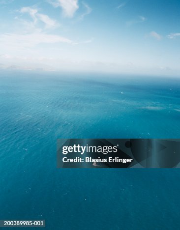 Sailboat at sea, aerial view Sailboat at sea, aerial view