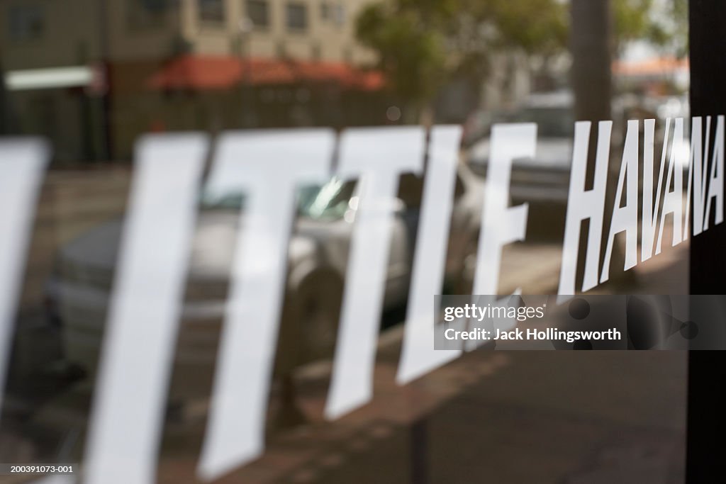 Close-up of text written on a window