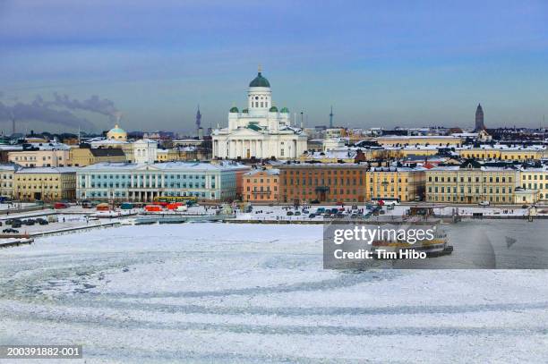 winter cityscape, helsinki,finland - helsinki snow stock pictures, royalty-free photos & images