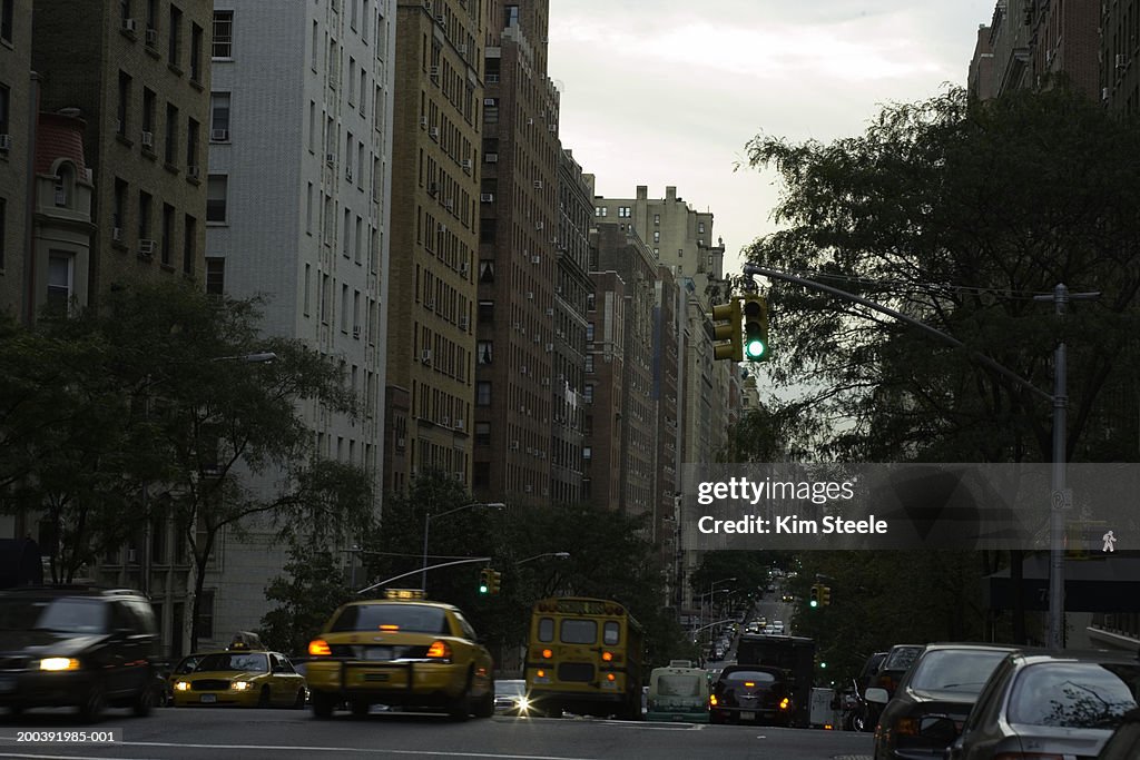 Evening city traffic, Manhattan, New York City, USA