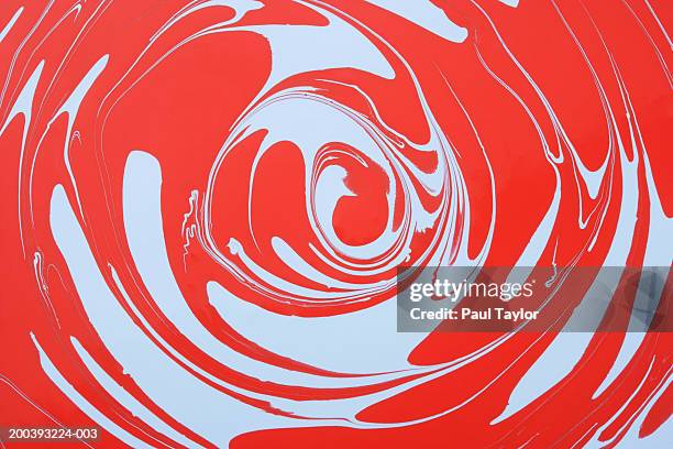 swirls of blue and red paints - red and blue design imagens e fotografias de stock