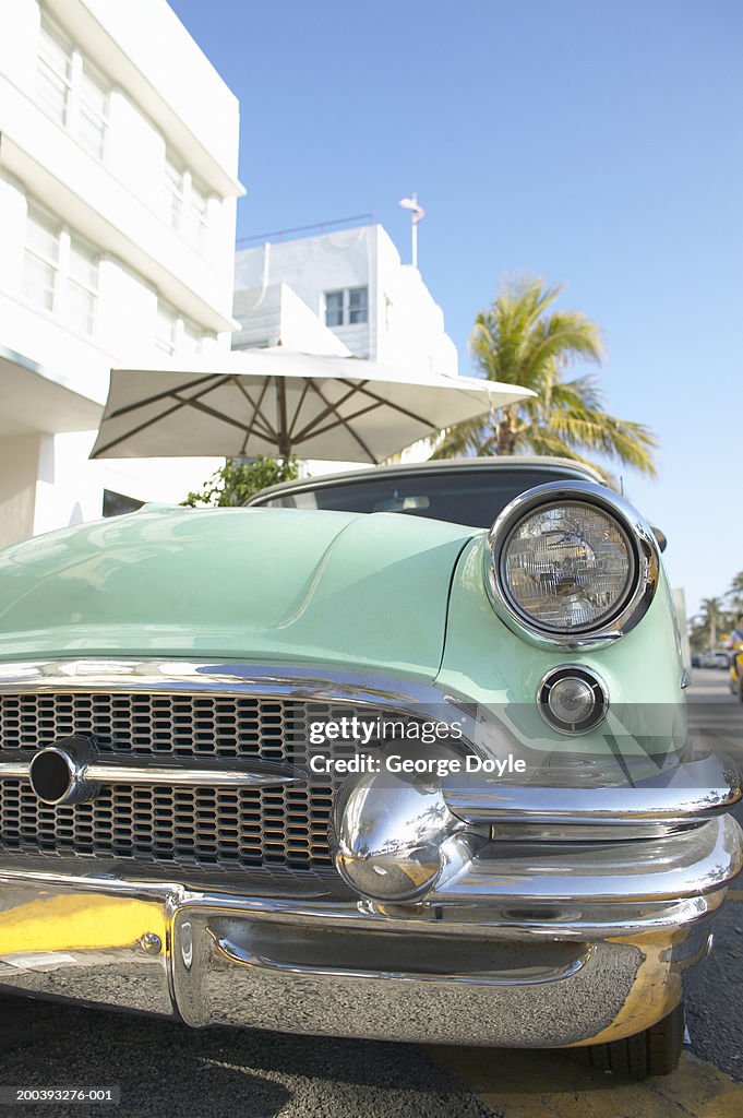 Vintage car on street, close-up