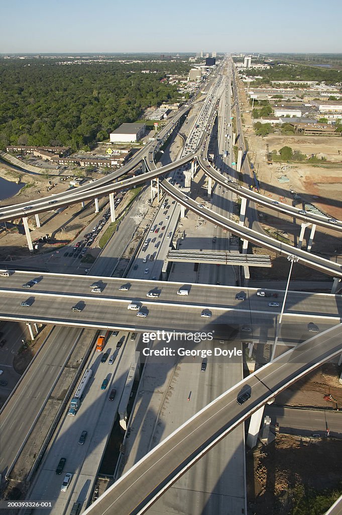 USA, Texas, Houston, highway 610 interchange, aerial view