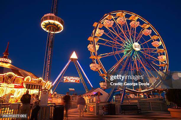 usa, texas, galveston bay, kemah boardwalk, night - galveston fotografías e imágenes de stock