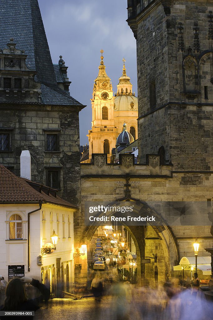 Little Quarter Side view of Charles Bridge, castle in background