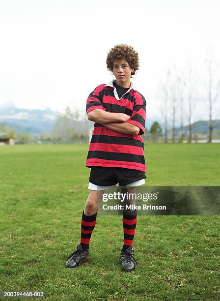 teenage (14-18) male rugby player, portrait - teen boy shorts imagens e fotografias de stock