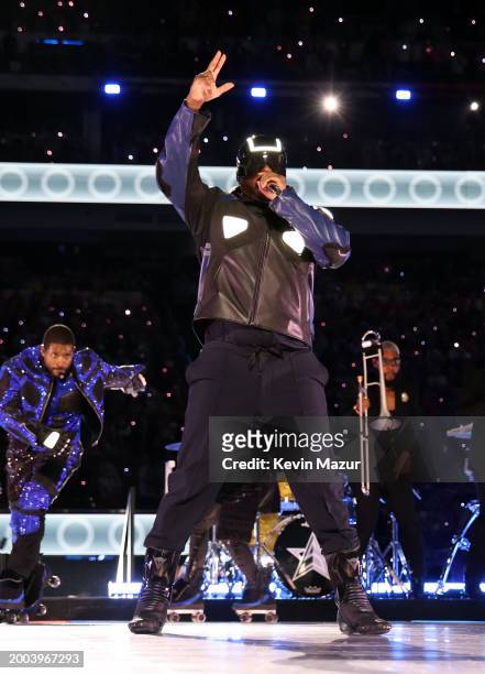 Will.i.am performs onstage during the Apple Music Super Bowl LVIII Halftime Show at Allegiant Stadium on February 11, 2024 in Las Vegas, Nevada.