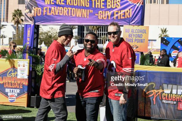 San Francisco 49ers fans attend Guy Fieri's Flavortown Tailgate on February 11, 2024 in Las Vegas, Nevada.