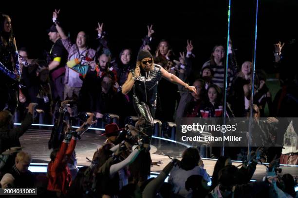 Lil Jon performs onstage during the Apple Music Super Bowl LVIII Halftime Show at Allegiant Stadium on February 11, 2024 in Las Vegas, Nevada.